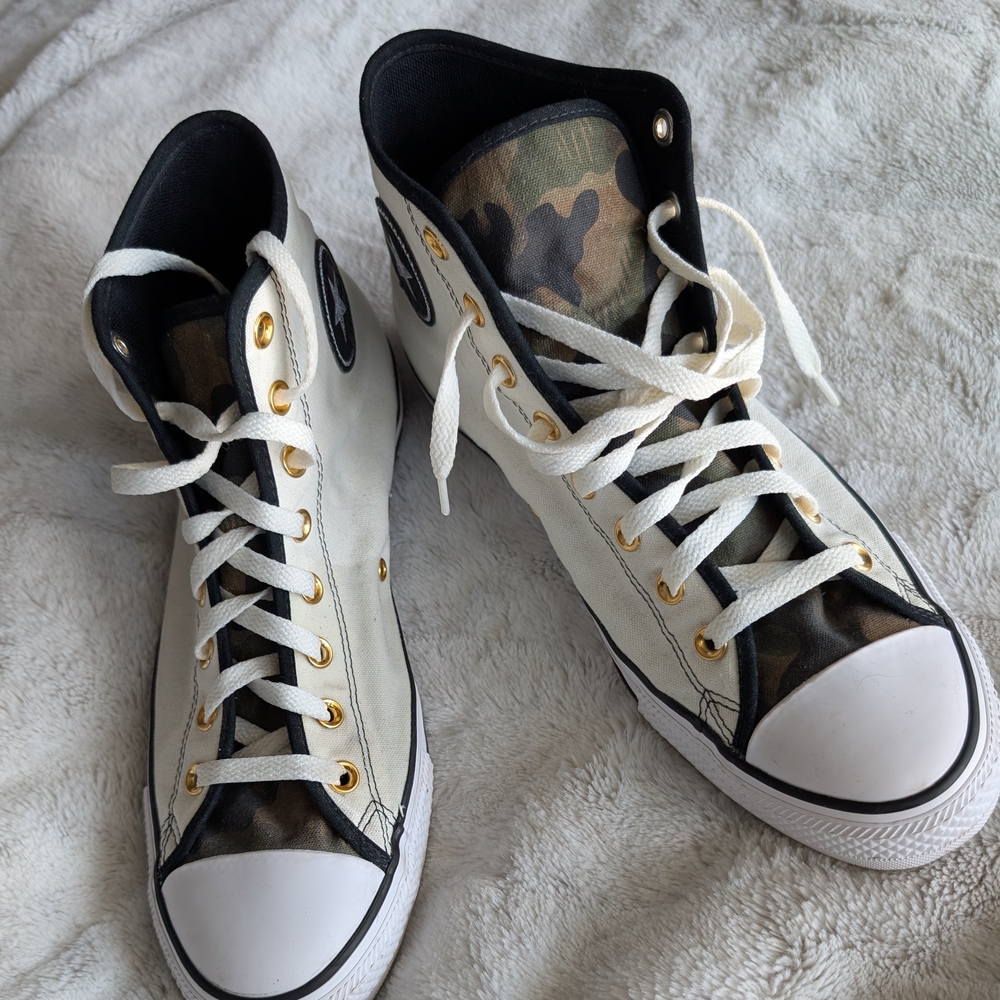 Camouflage Accent High-Top Sneakers